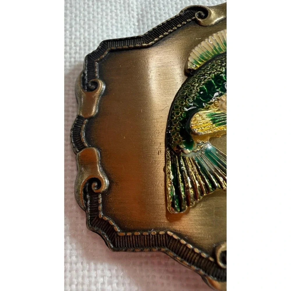 Vintage Raintree Bass Fishing Belt‎ Buckle Enamel Largemouth Fish 1979 USA Made